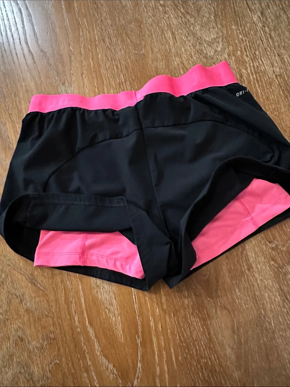 Nike Women’s Black Athletic Shorts with Hot Pink Waistband
